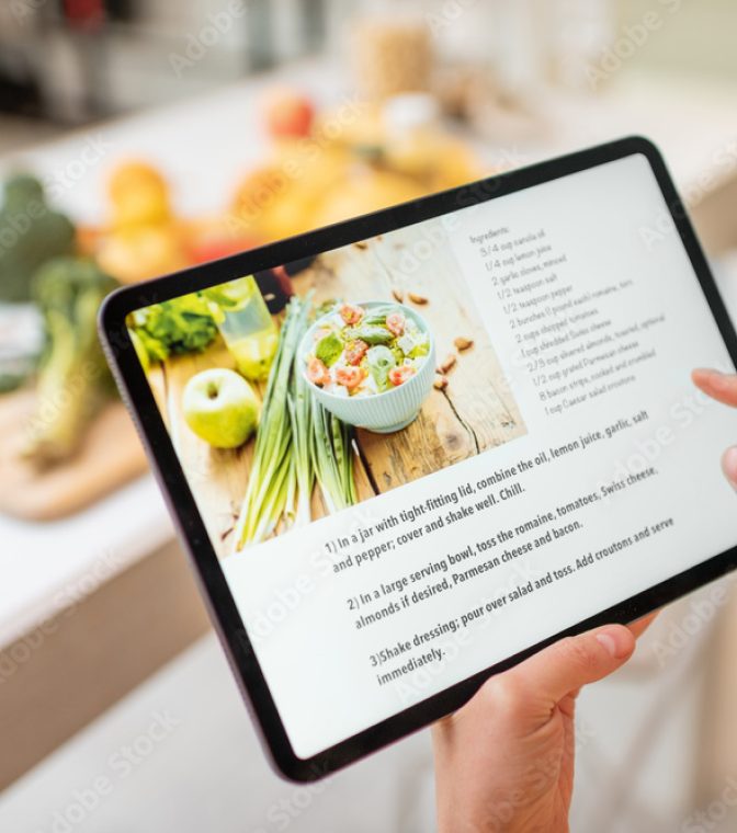 Napkin Recipes app on a tablet
